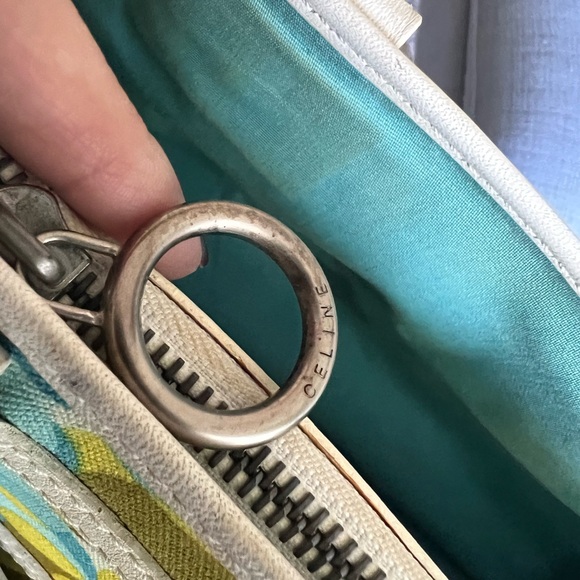 Céline Multicolor Canvas Leather Boogie Satchel Tote Bag and Wallet Turquoise - Picture 9 of 16